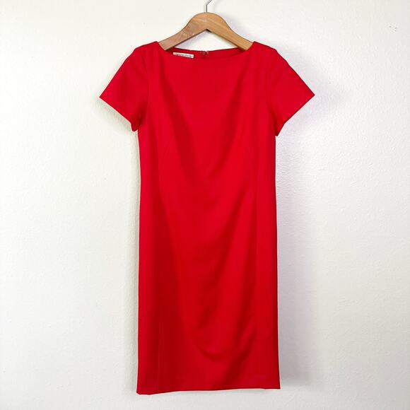 Pendleton Red Virgin Wool Short Sleeve Sheath Dress pleated back women’s Size 8 - Picture 1 of 15